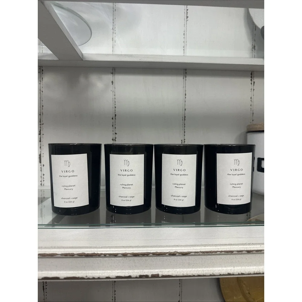 4‎ pk  Virgo Soy Wax Candle Loyal Goddess Ruling Planet Mercury Charcoal & Sage